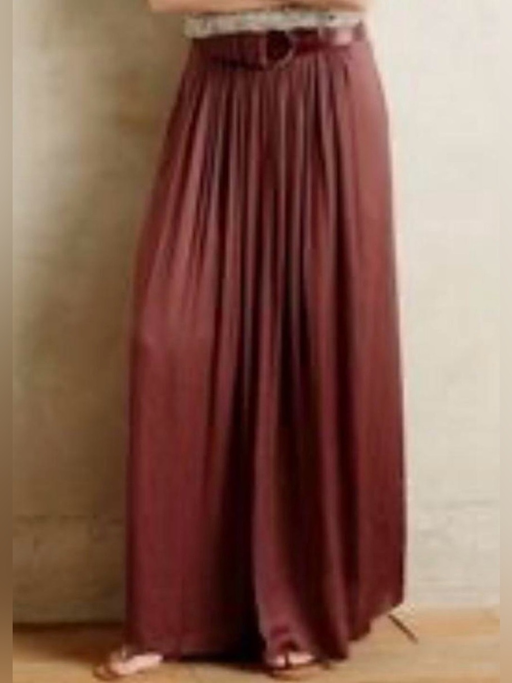 LA Vi Anthropologie Classic Maxi Skirt in Dusty Rose
